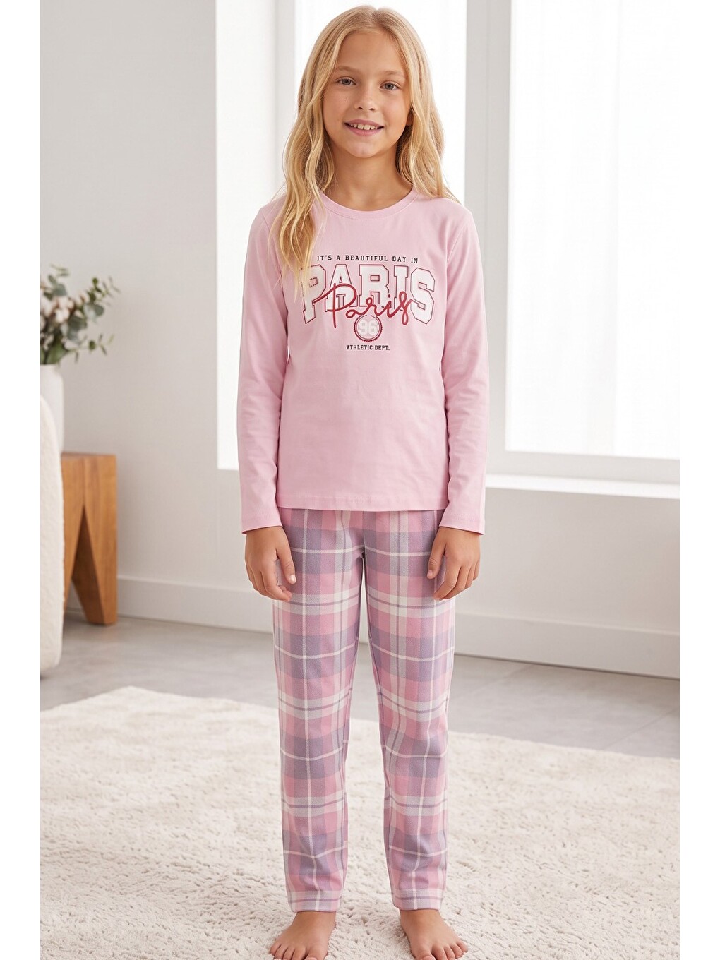 Pembe Pamuklu Elastanlı Örme Pijama Takım26241183-3