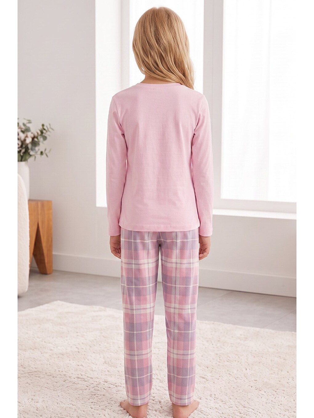Pembe Pamuklu Elastanlı Örme Pijama Takım26241183-4