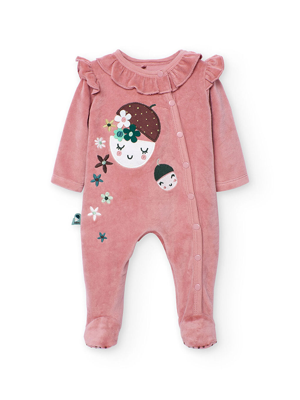 Pembe Kız Bebek Çiçek Meyve Baskılı Tulum