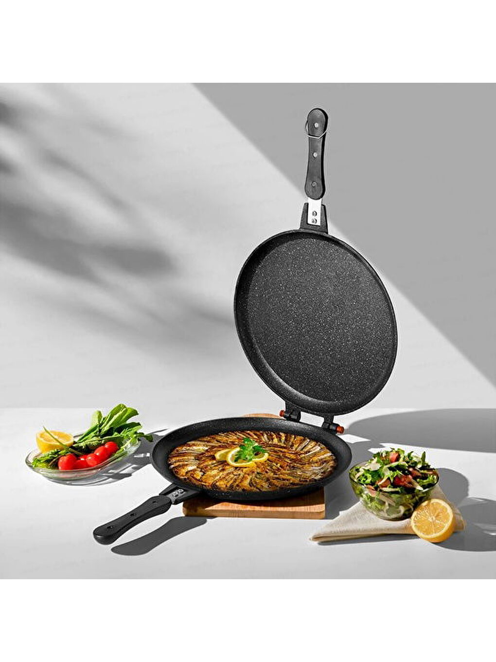 Alüminyum Döküm Balık Tavası - Siyah - 30 cm