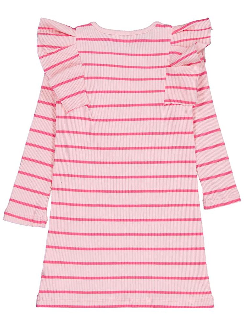 Girls Çizgili 6-9 Yaş Elbise - Pembe 6-7 Yaş-1