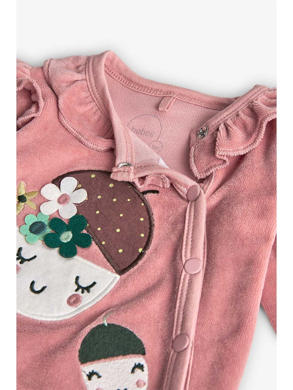 Pembe Kız Bebek Çiçek Meyve Baskılı Tulum-2