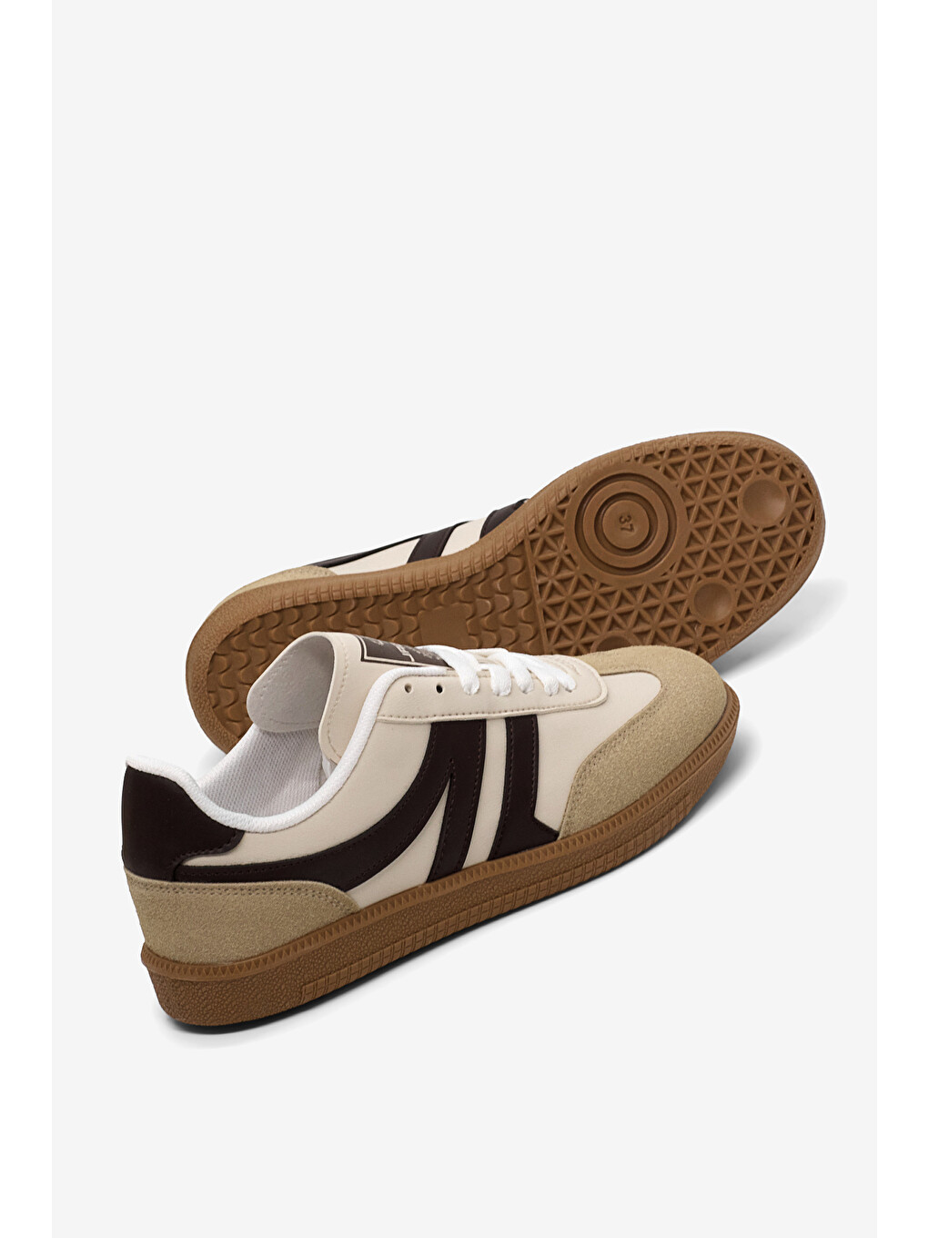 Kadın Bej Kahve Rahat Kalıp Nefes Alabilen Sneaker-2