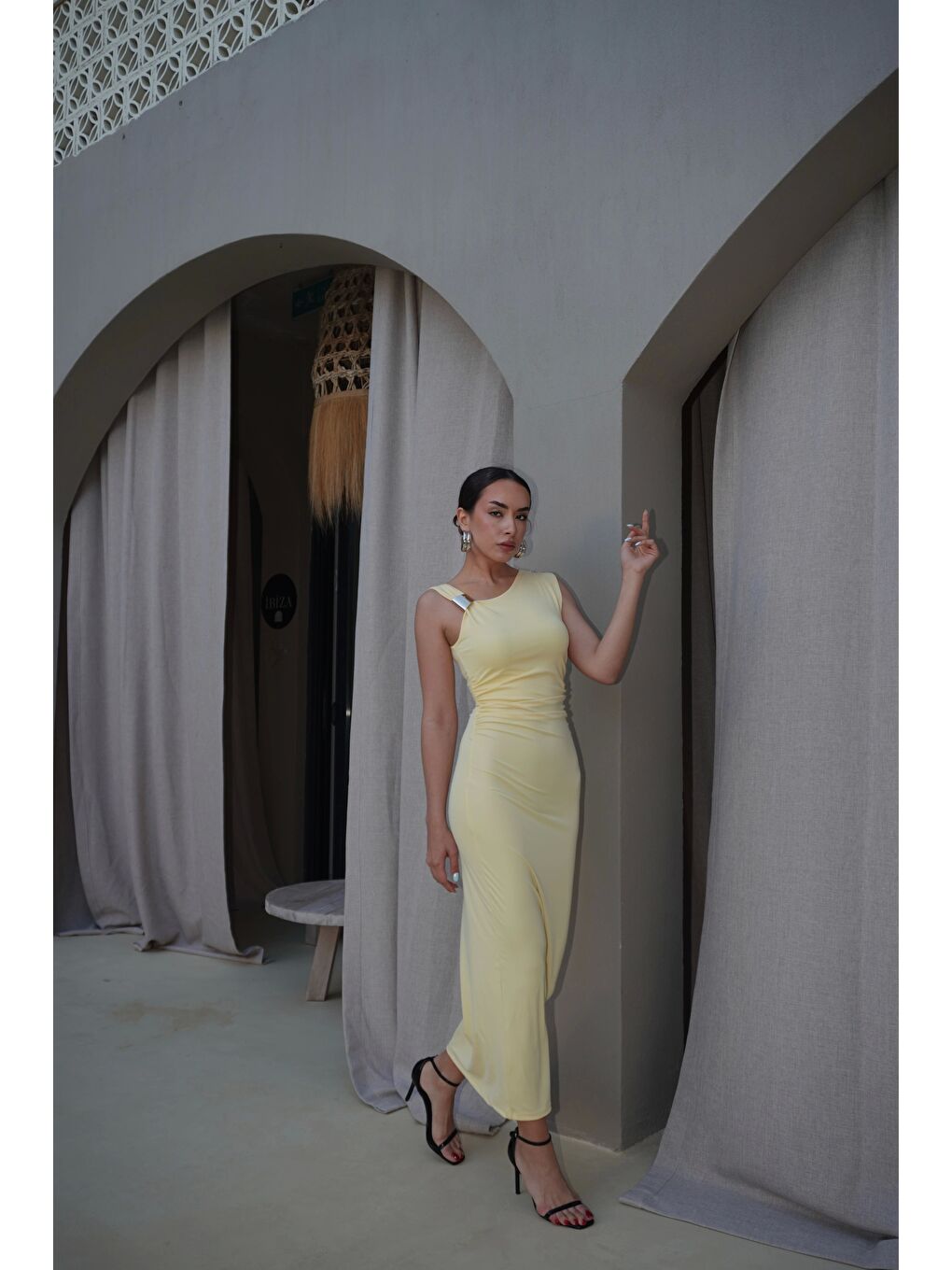 Kadın Sarı Tokalı Elbise 0994-0102-2