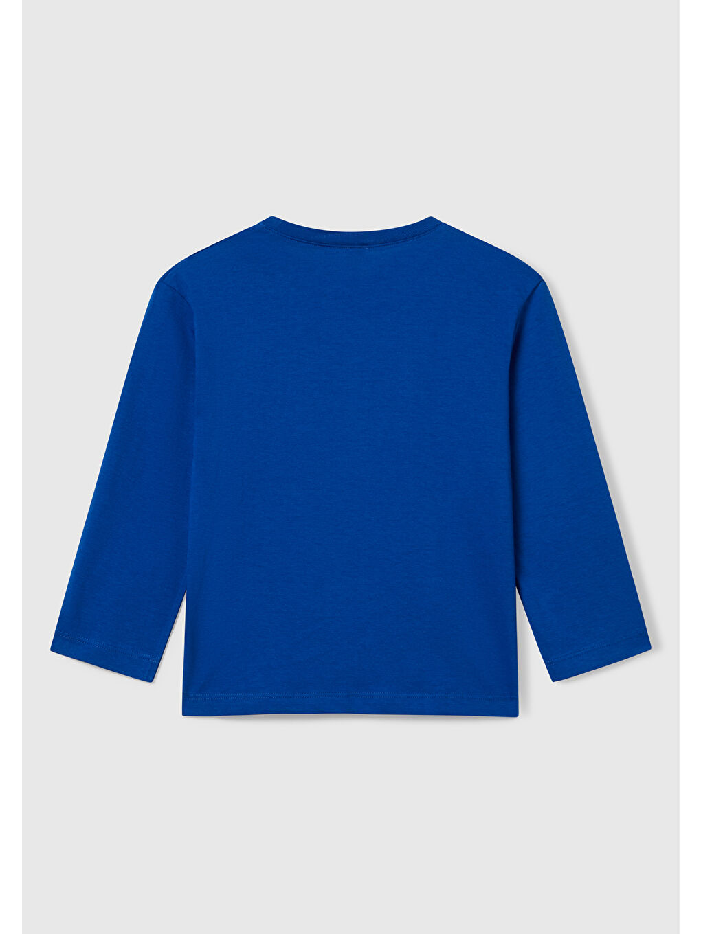 Erkek Çocuk Saks Mavisi Çok Renkli Logo Baskılı Bisiklet Yaka Uzun Kollu T-Shirt-1