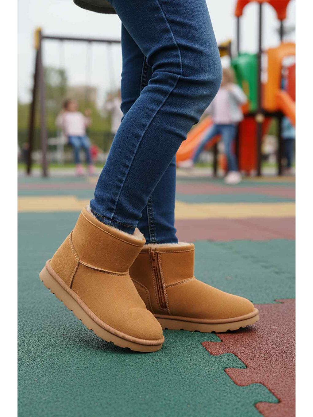 Kahverengi Taba Süet İçi Kürklü Soğuğa Dirençli Kız Çocuk Bot 2096 F-2
