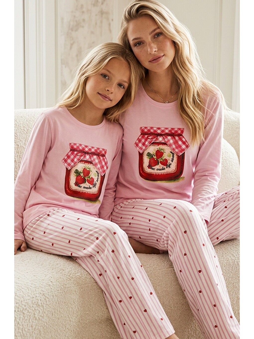 Pembe Pamuklu Elastanlı Örme Pijama Takım26241163