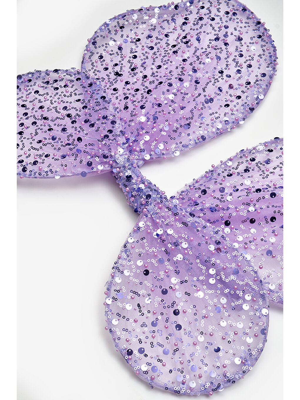 Lila Pullu Boncuklu 3'lü Kelebek Kanat Asa Taç Set-6