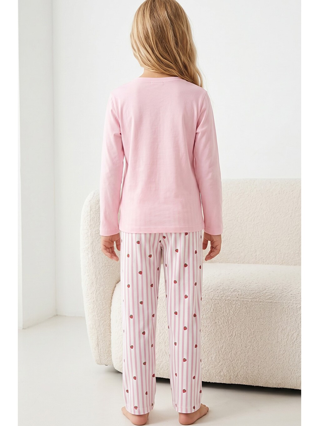 Pembe Pamuklu Elastanlı Örme Pijama Takım26241163-4