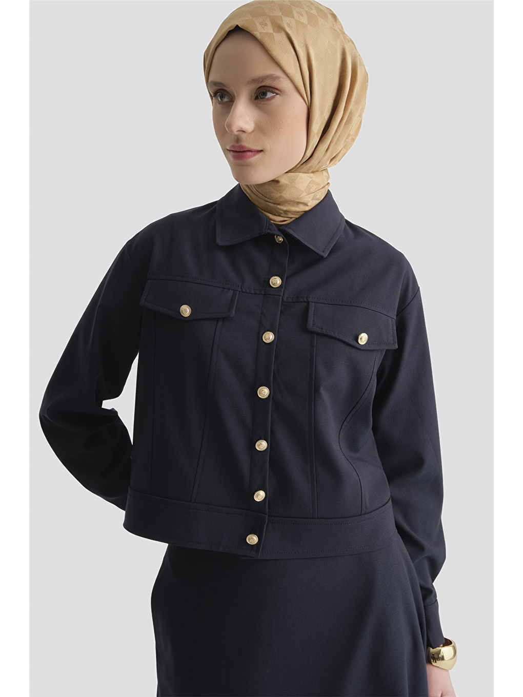 Denim Ceketli Takım Lacivert-2