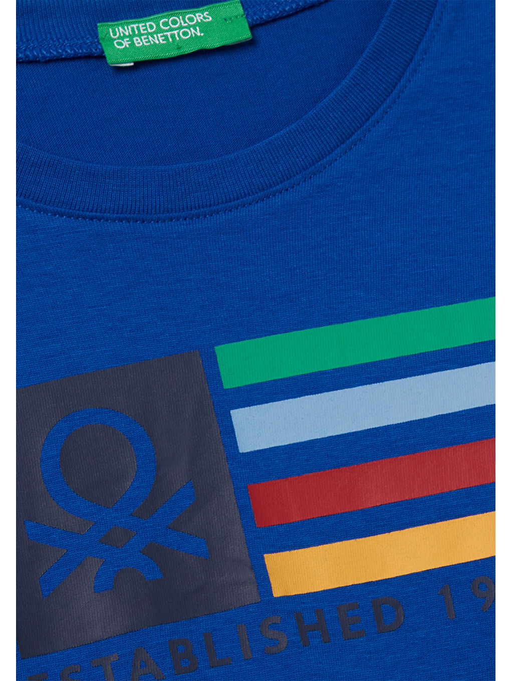 Erkek Çocuk Saks Mavisi Çok Renkli Logo Baskılı Bisiklet Yaka Uzun Kollu T-Shirt-2