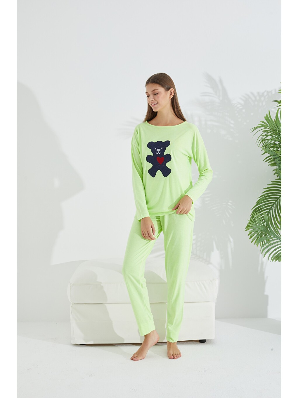Karışık Pamuklu Elastanlı Örme Pijama Takım-2