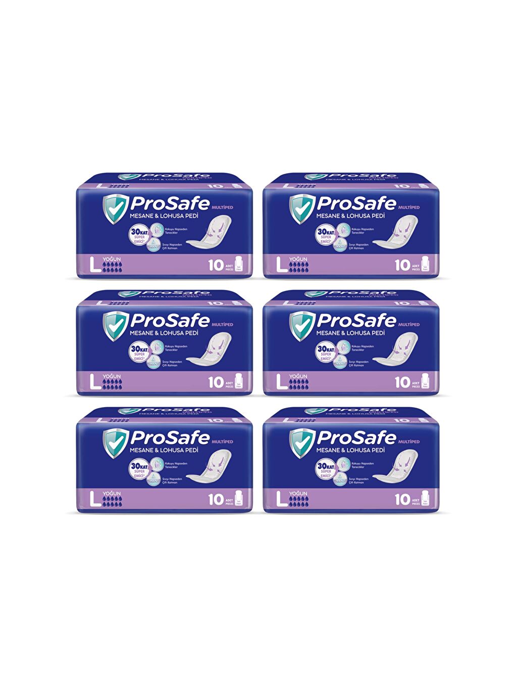 Prosafe Renksiz Multiped Lohusa & Mesane Pedi Yoğun Büyük Boy 10'lu x 6 Adet