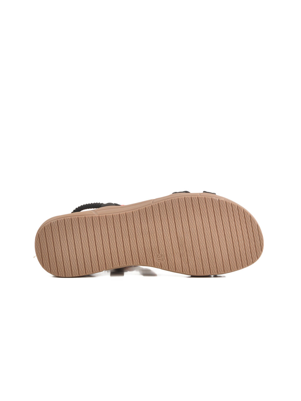 Siyah Hakiki Deri Taş İşlemeli Hafif Kadın Sandalet B096 Z-4