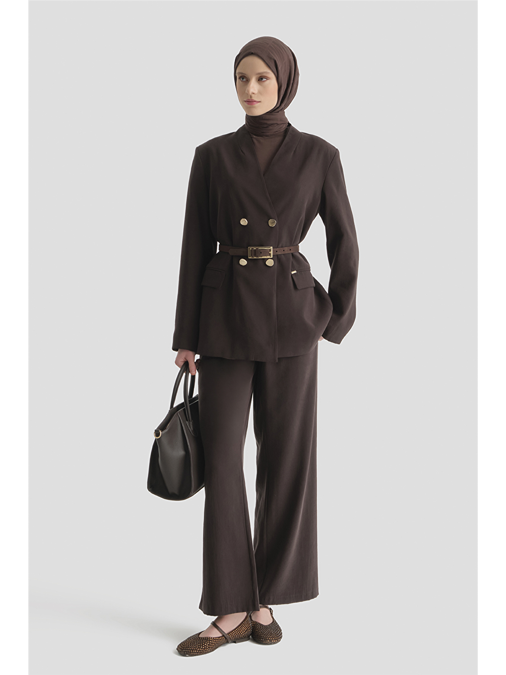 Kahverengi Blazer Kupra Takım Acı Kahve-1