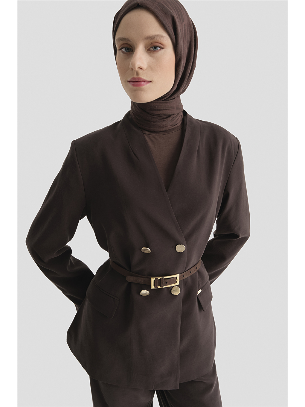 Kahverengi Blazer Kupra Takım Acı Kahve-2