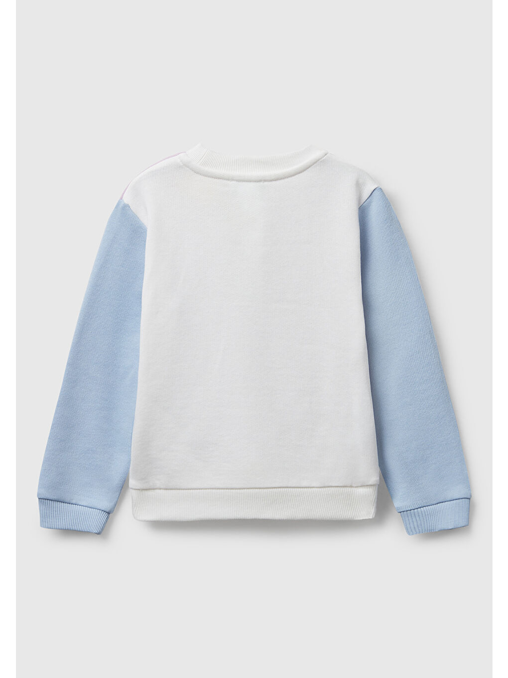 Kız Çocuk Lila-Krem Önü Simli Logo Baskılı Nervürlü Regular Fit Sweatshirt-1