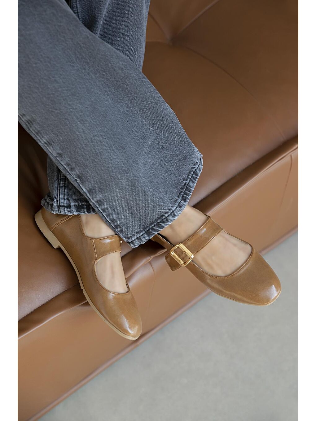 Kahverengi Winny Kadın Toka Detay Deri Babet Taba-3