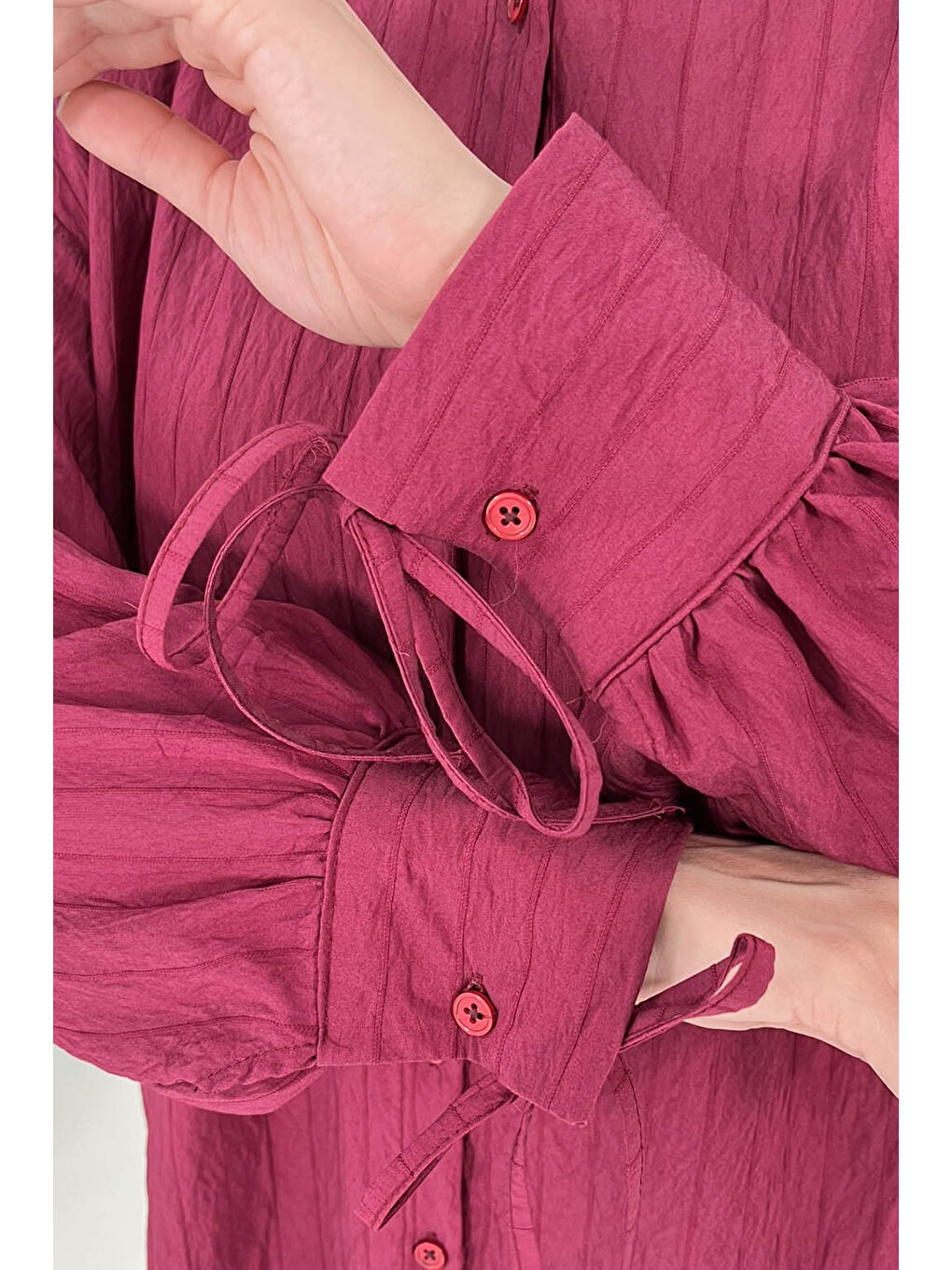 Kolları Bağcık Detaylı Tunik Bordo - 27001-5