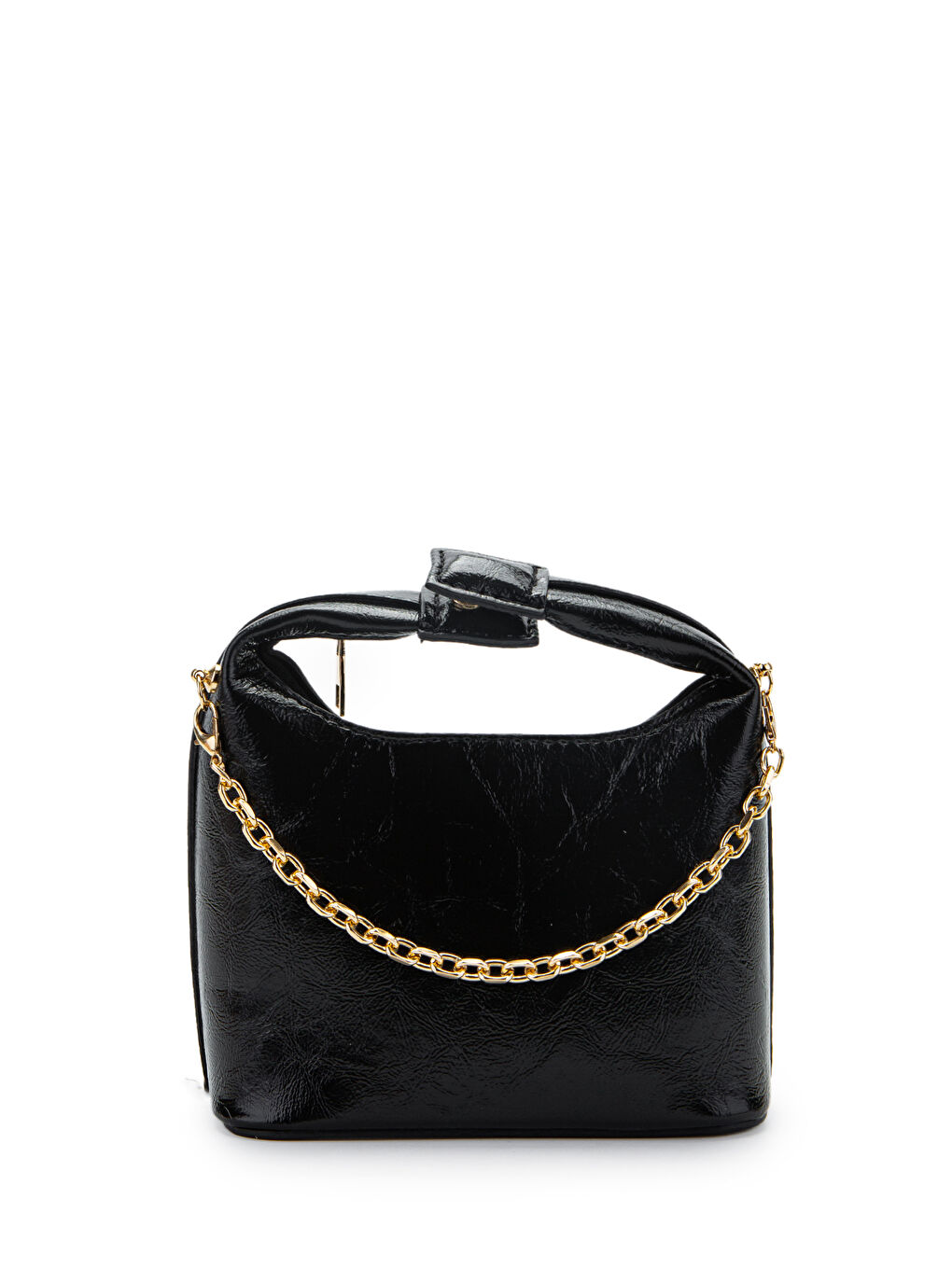 Zincir Askılı Rugan Suni Deri Kadın Çapraz Çanta Ivy Siyah