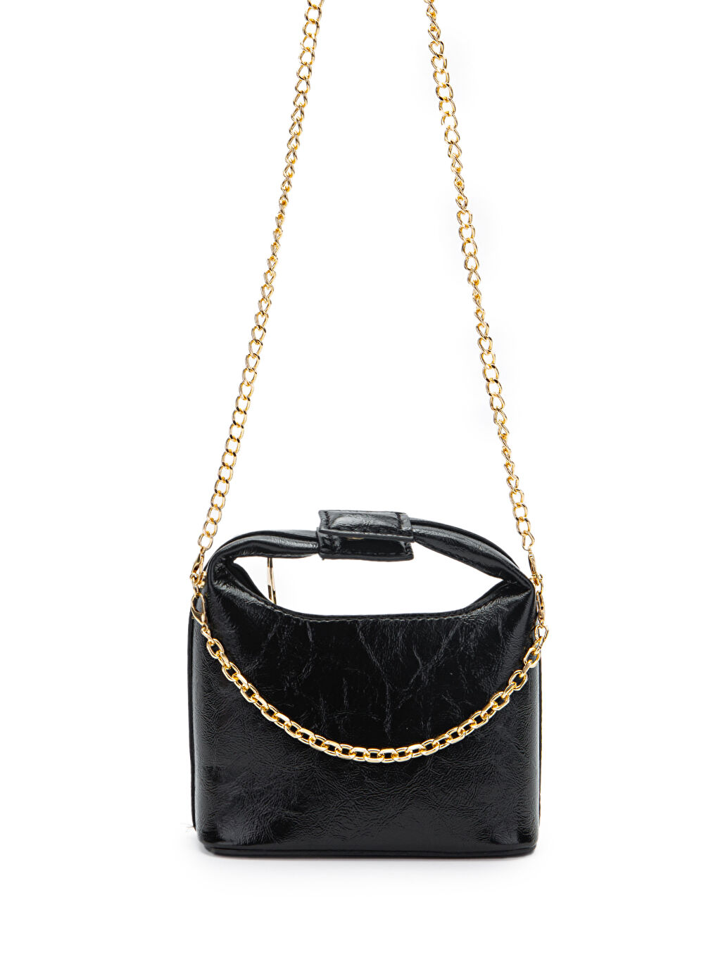 Zincir Askılı Rugan Suni Deri Kadın Çapraz Çanta Ivy Siyah-2