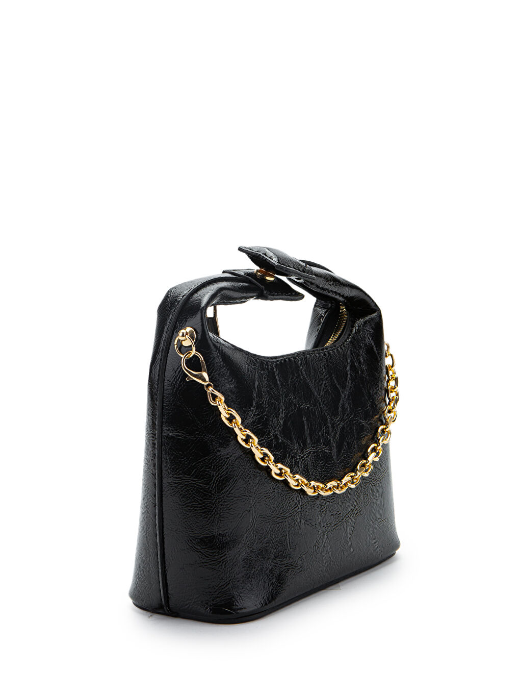 Zincir Askılı Rugan Suni Deri Kadın Çapraz Çanta Ivy Siyah-3