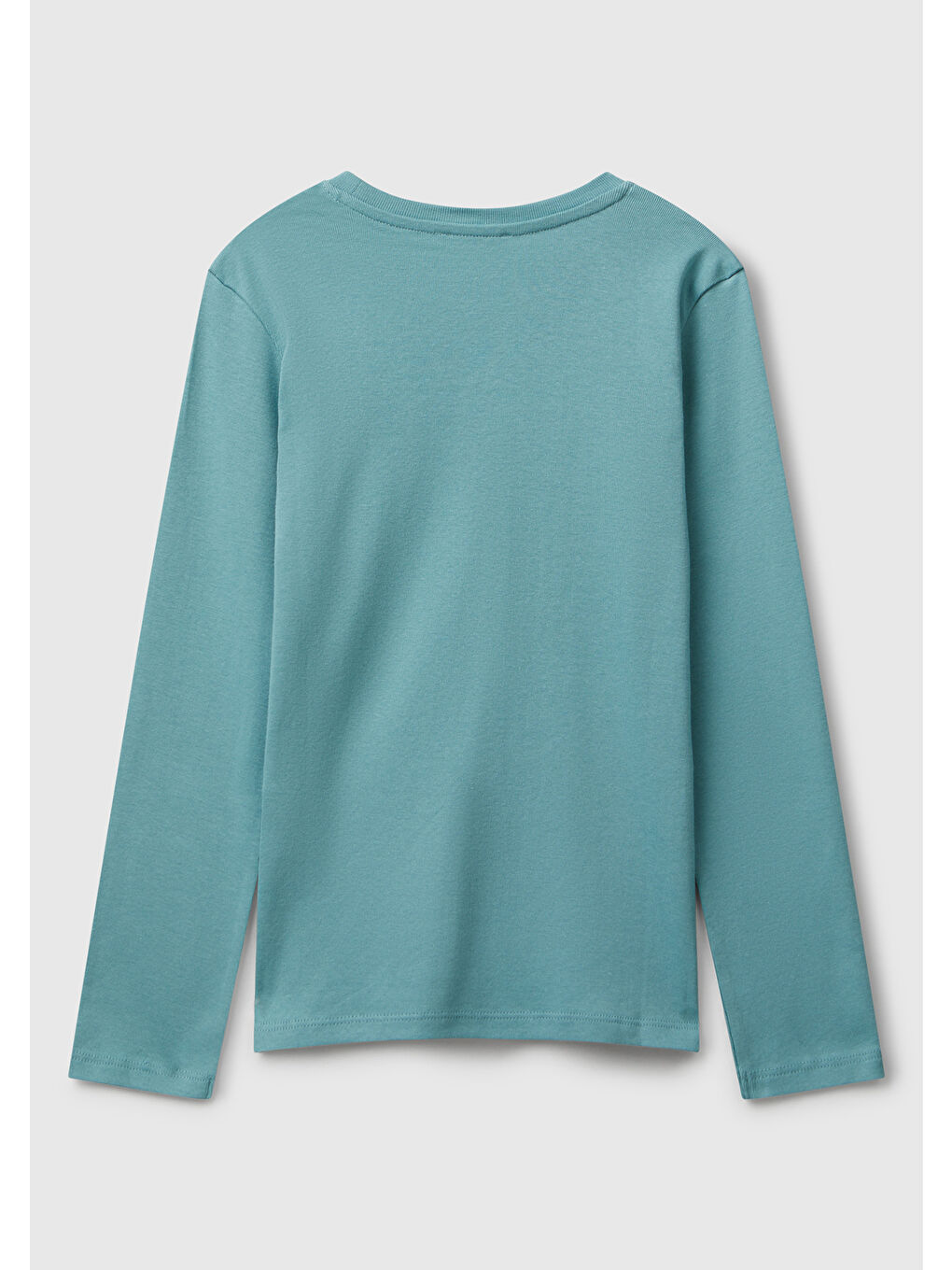 Kız Çocuk Gri-Yeşil Parıltılı Logo Baskılı Regular Fit Uzun Kollu T-shirt-1