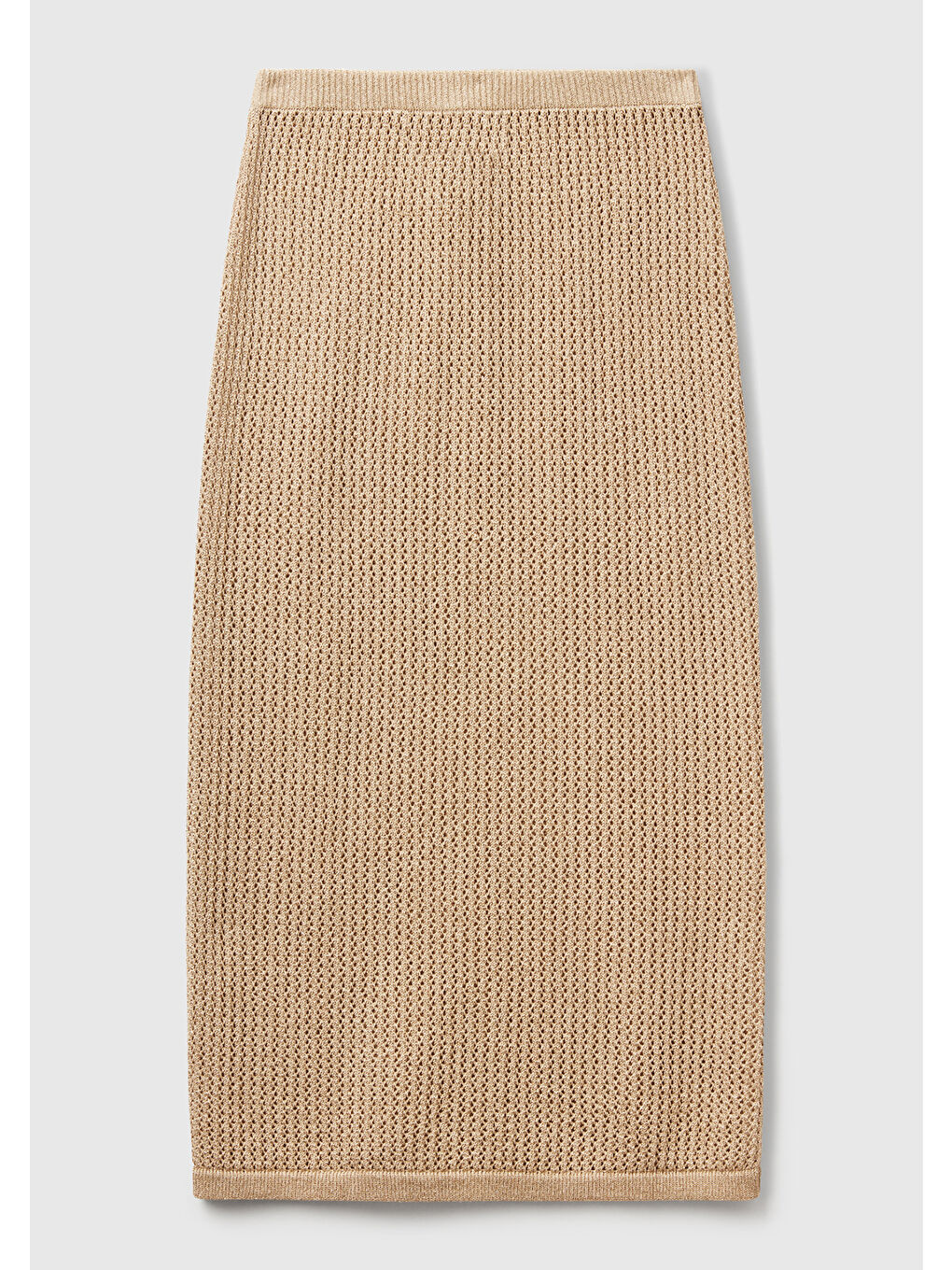 Kadın Bej Pamuk Karışımlı Tamamı Desenli Beli Lastikli Uzun Etek-2