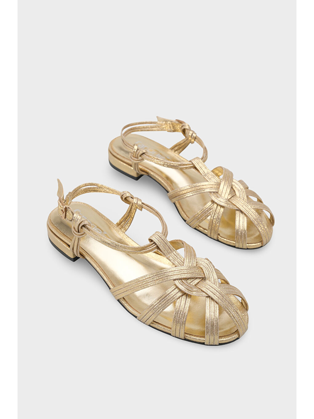 Sarı Gwynne Gladyatör Kısa Topuklu Kadın Babet-1