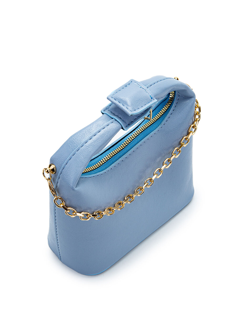 Zincir Askılı Rugan Suni Deri Kadın Çapraz Çanta Ivy Bebe Mavi-1