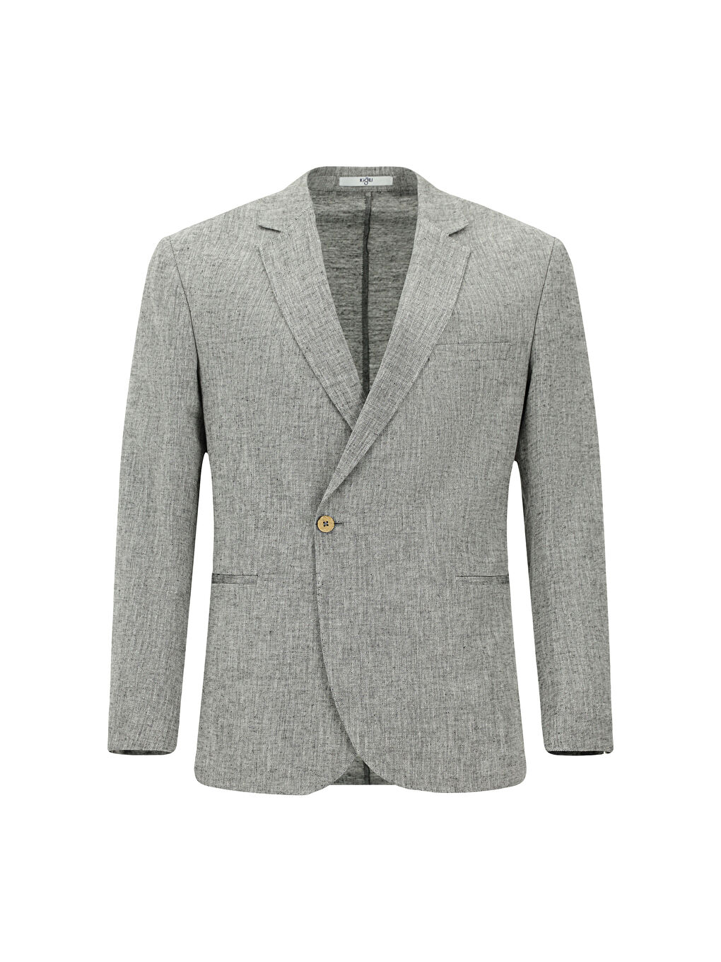 Gri Regular Fit Keten Karışımlı Kruvaze Takım Elbise-1