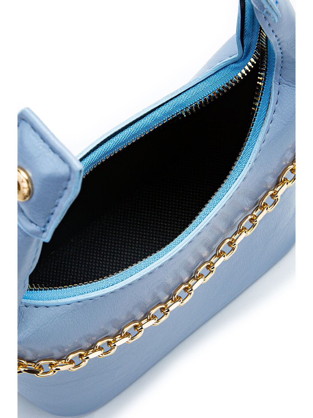 Zincir Askılı Rugan Suni Deri Kadın Çapraz Çanta Ivy Bebe Mavi-3