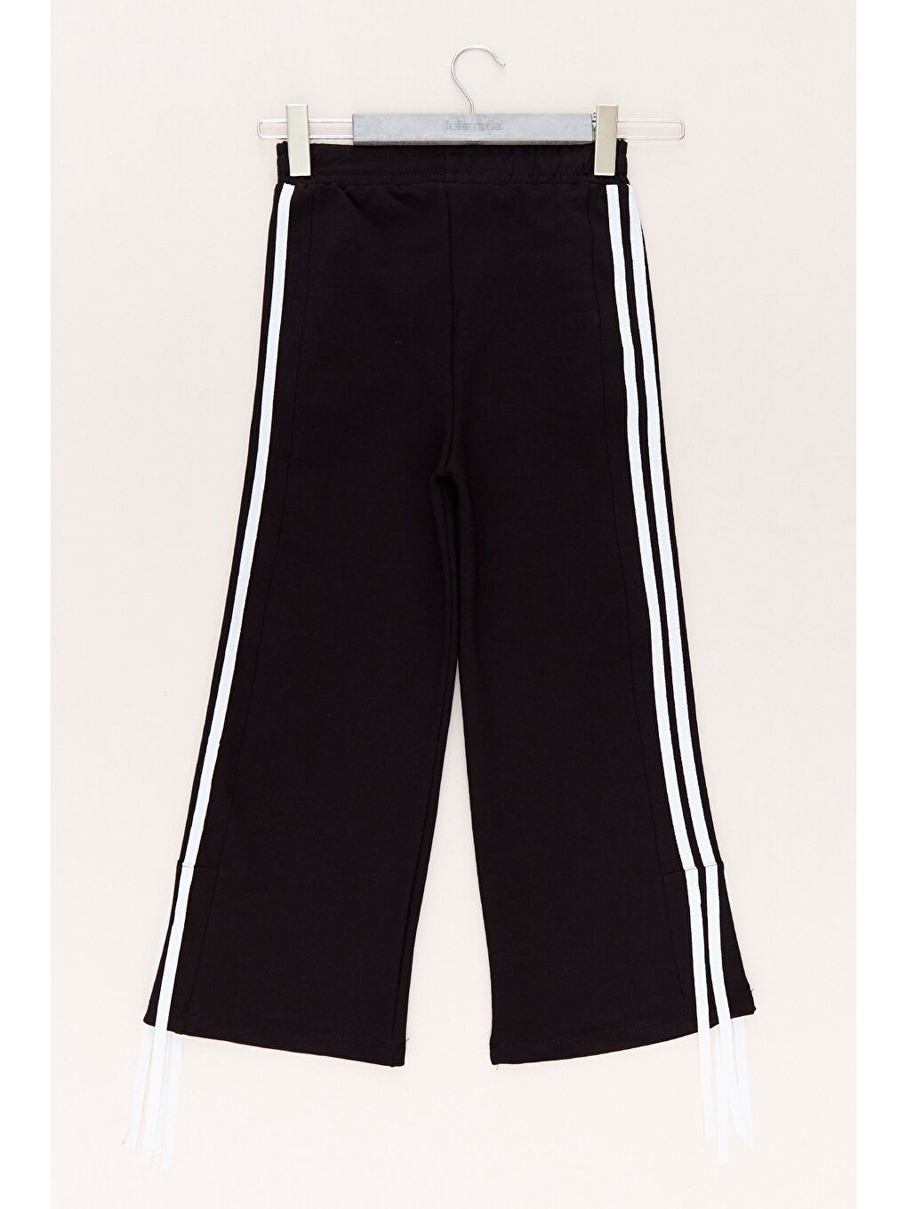 Siyah Yanı Şeritli Kurdeleli Kız Çocuk Pantolon-1