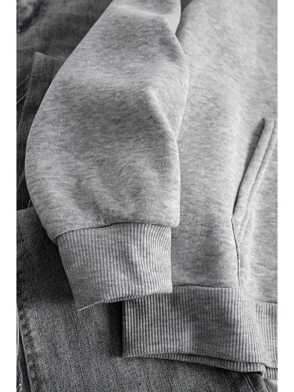 Gri Leopar Stars Sırt Yıldız Baskılı İçi Pamuklu Unisex Sweatshirt-4