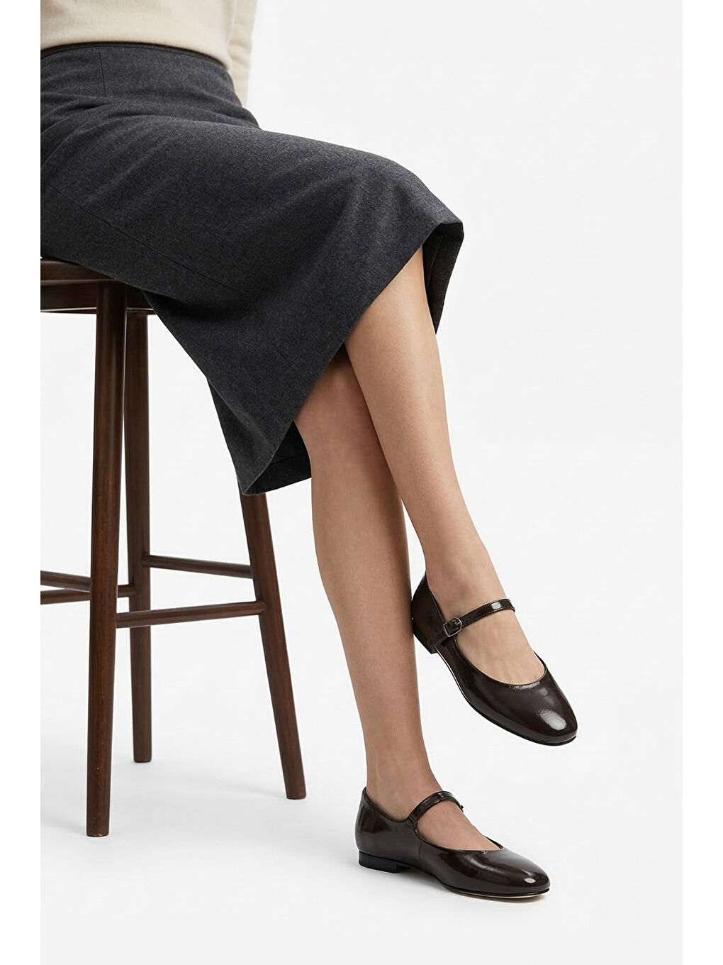 Kahverengi Kadın KAHVERENGİ Yuvarlak Burunlu Mary Jane Babet-2