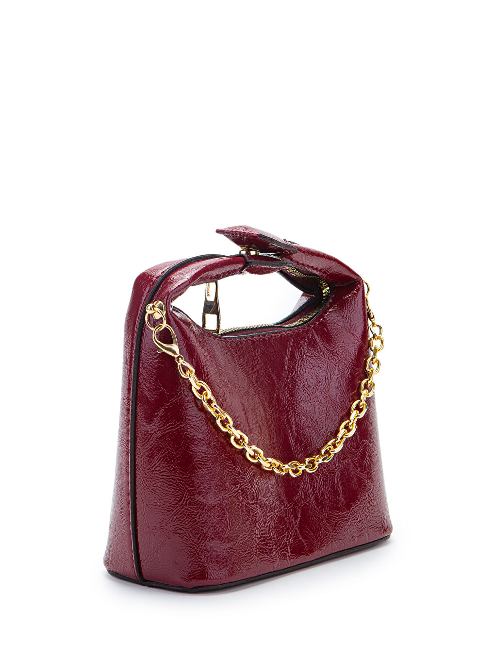 Zincir Askılı Rugan Suni Deri Kadın Çapraz Çanta Ivy Bordo-1