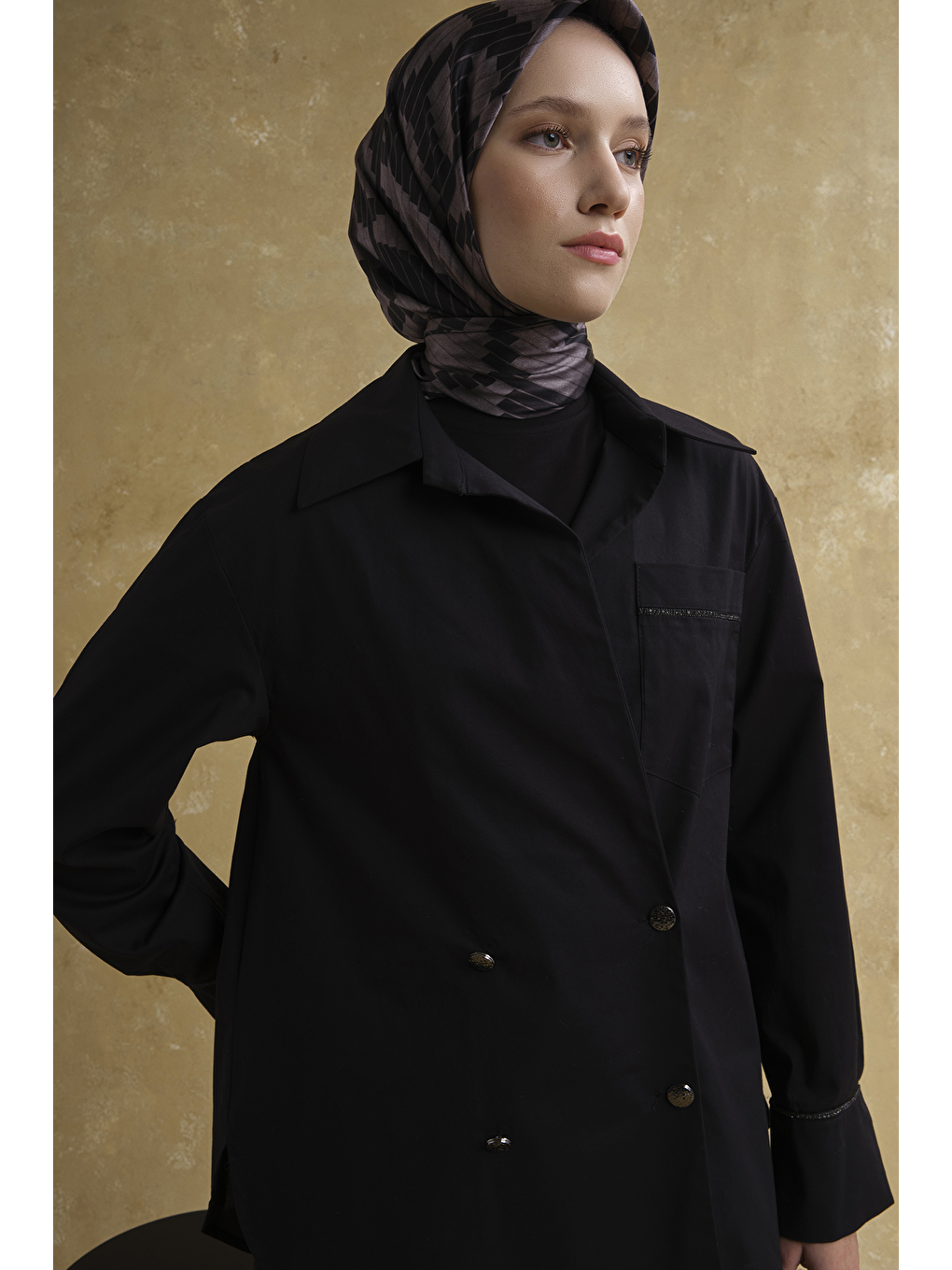 Kruvaze Poplin Takım Siyah-1