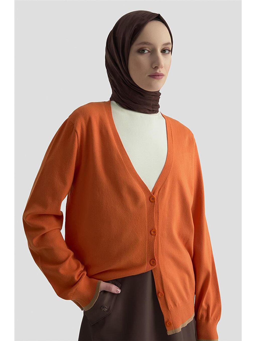 Turuncu Hırka 24Kd2402 Oranj