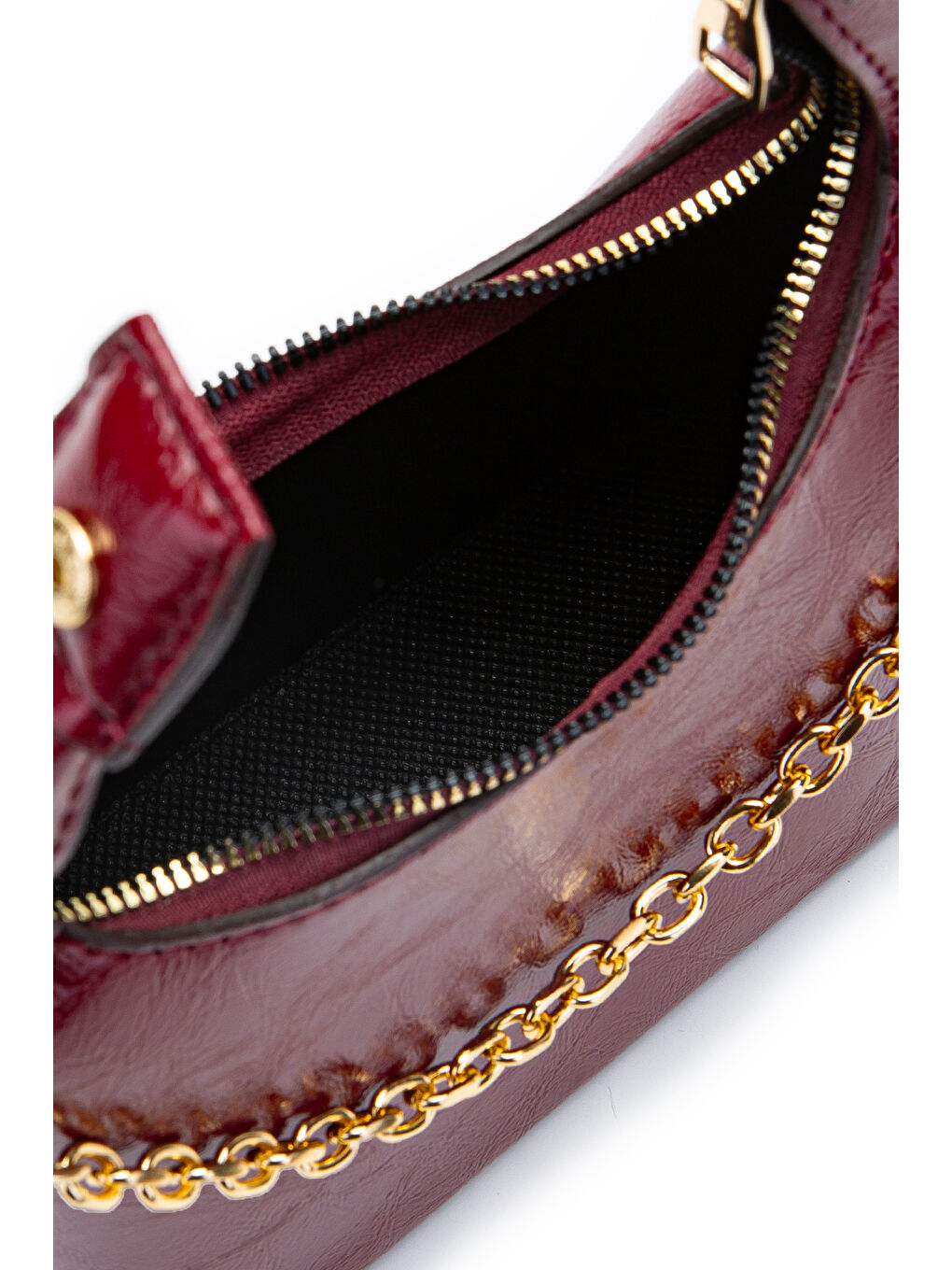 Zincir Askılı Rugan Suni Deri Kadın Çapraz Çanta Ivy Bordo-4