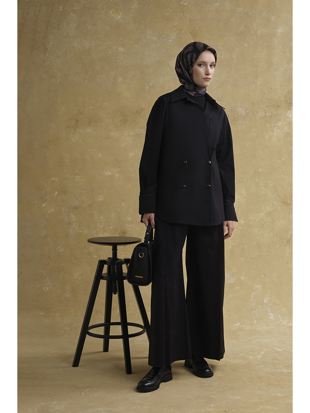 Kruvaze Poplin Takım Siyah-2