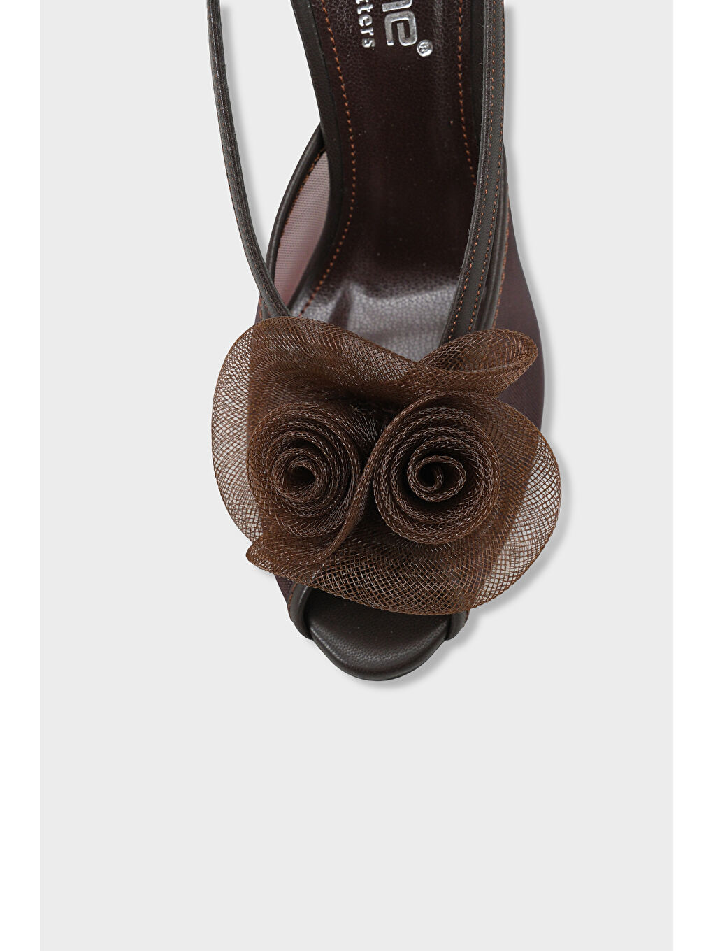 Kahverengi Reina Fileli Yuvarlak Burunlu Fiyonklu Yüksek Topuklu Bantlı Kadın Ayakkabı-2
