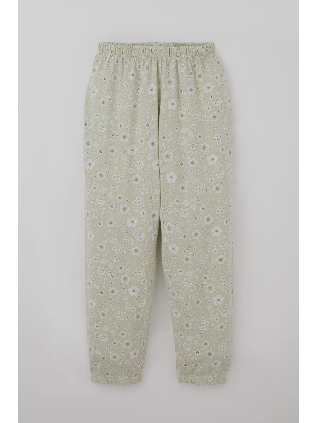 Turkuaz Kız Çocuk Pijama Takımı Çiçek Desenli Su Yeşili (4-8 Yaş)-4