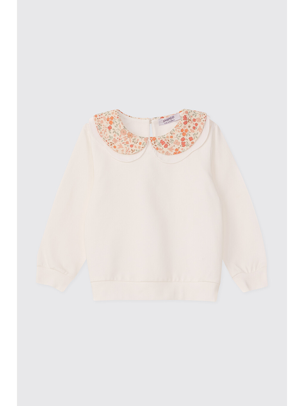 Kız Bebek Yakalı Desenli Ekru Sweatshirt