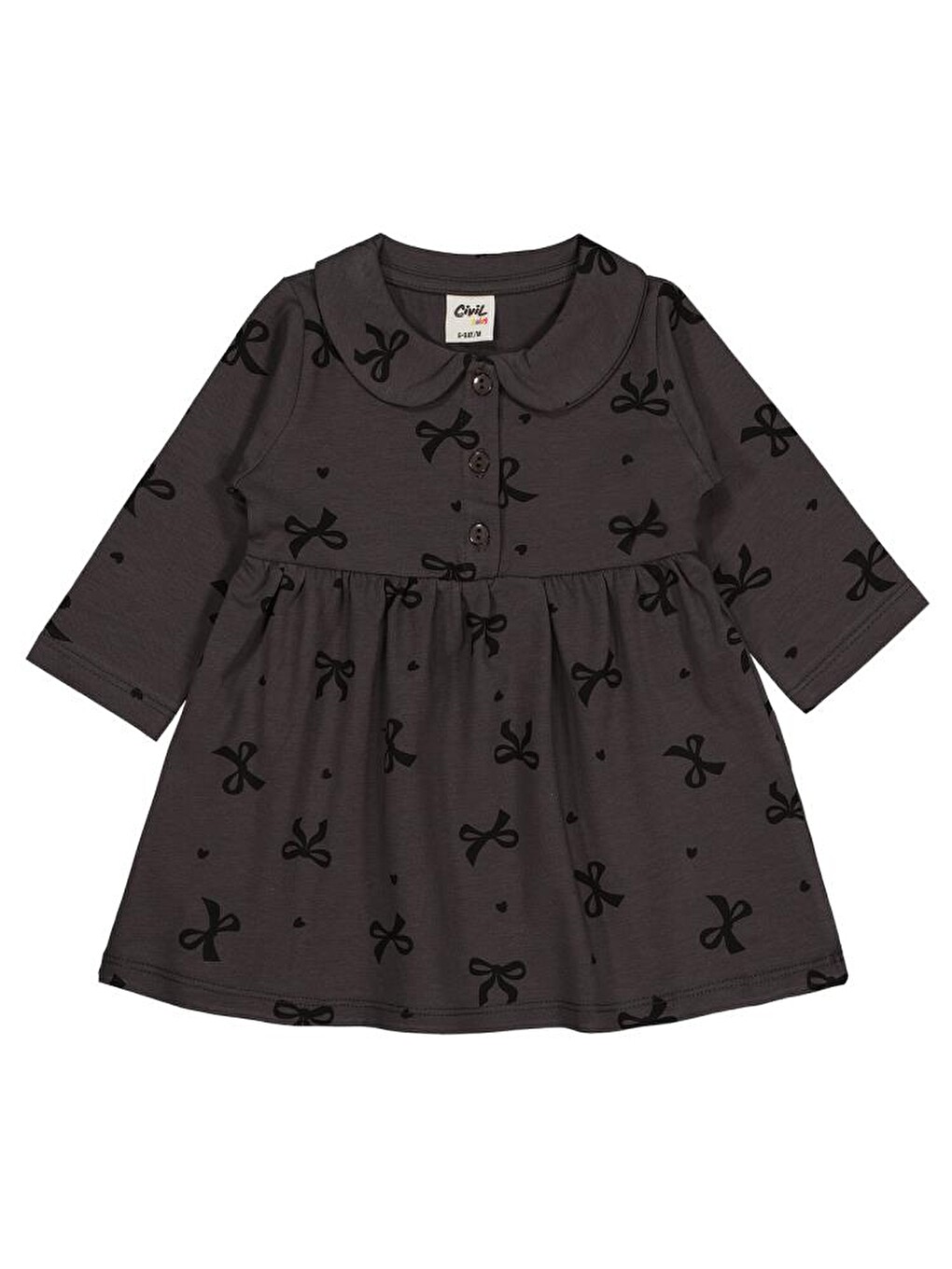 Antrasit Baby Fiyonk 6-18 Ay Elbise - Gri 18-24 Ay