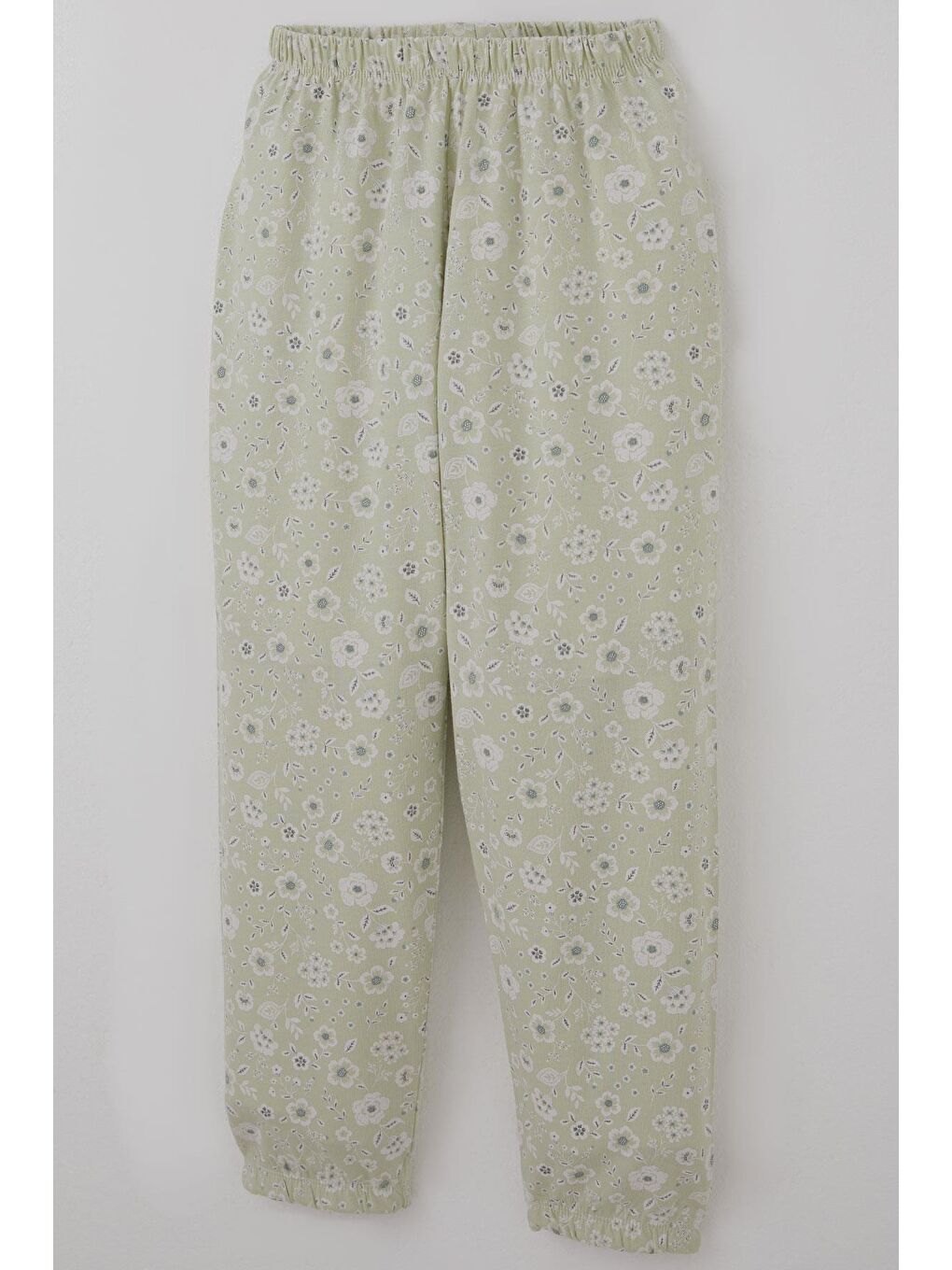 Turkuaz Kız Çocuk Pijama Takımı Çiçek Desenli Su Yeşili (4-8 Yaş)-8