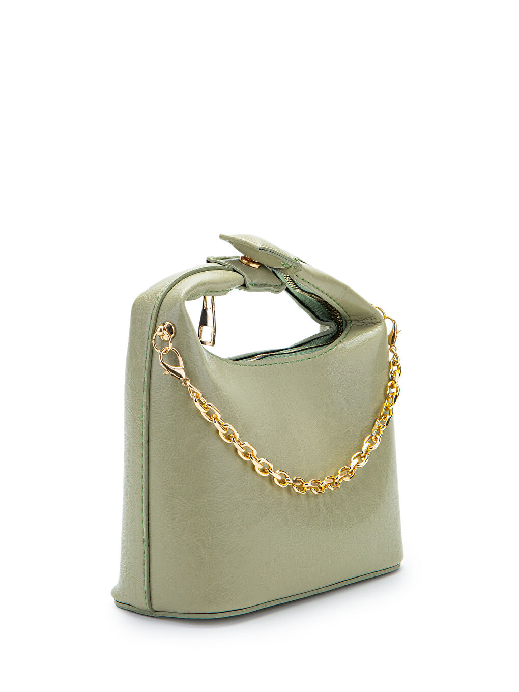 Zincir Askılı Rugan Suni Deri Kadın Çapraz Çanta Ivy Mint Yeşil-1