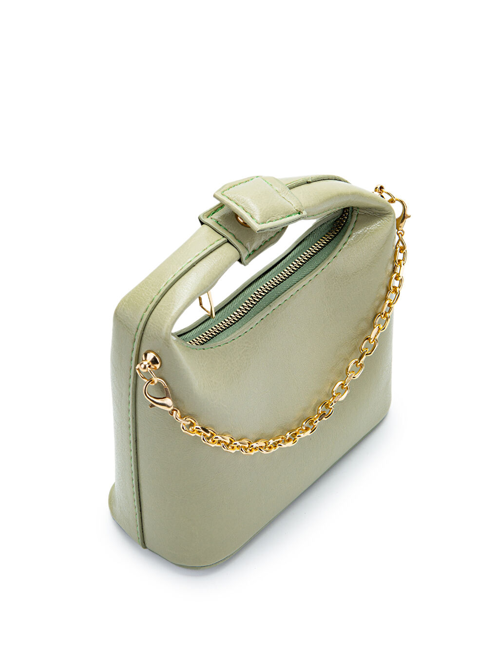 Zincir Askılı Rugan Suni Deri Kadın Çapraz Çanta Ivy Mint Yeşil-3
