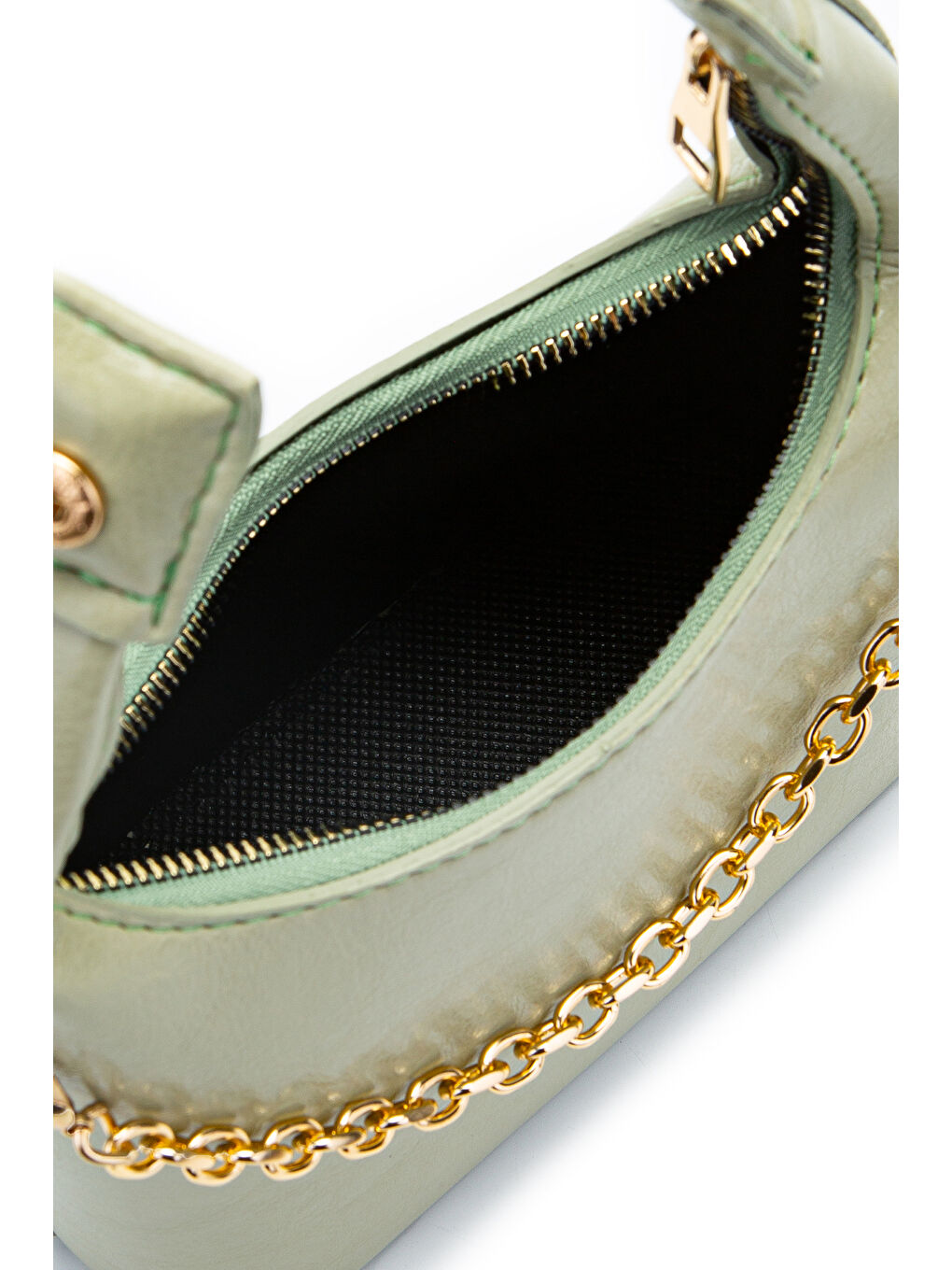 Zincir Askılı Rugan Suni Deri Kadın Çapraz Çanta Ivy Mint Yeşil-4