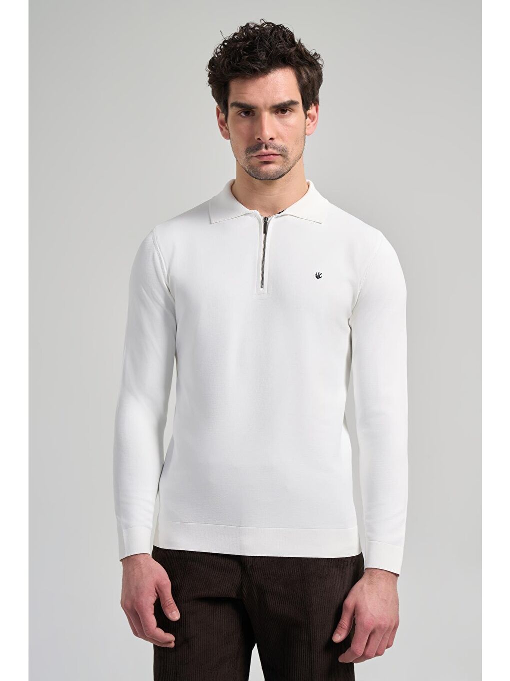 İMZA Kahverengi Açık Krem Polo Yaka Düz Casual Pamuklu Slim Fit Triko 1012245250