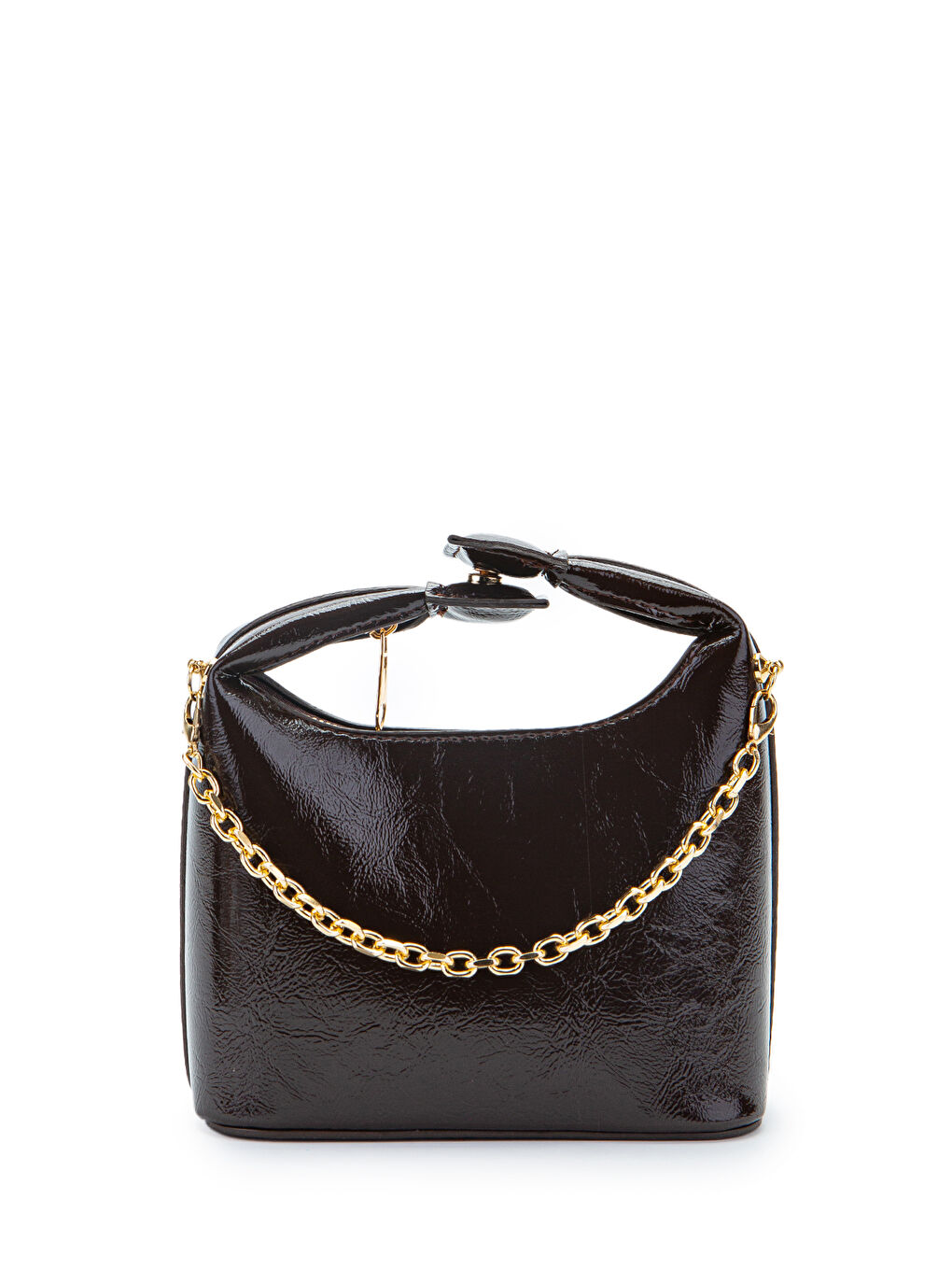 Zincir Askılı Rugan Suni Deri Kadın Çapraz Çanta Ivy Kahverengi